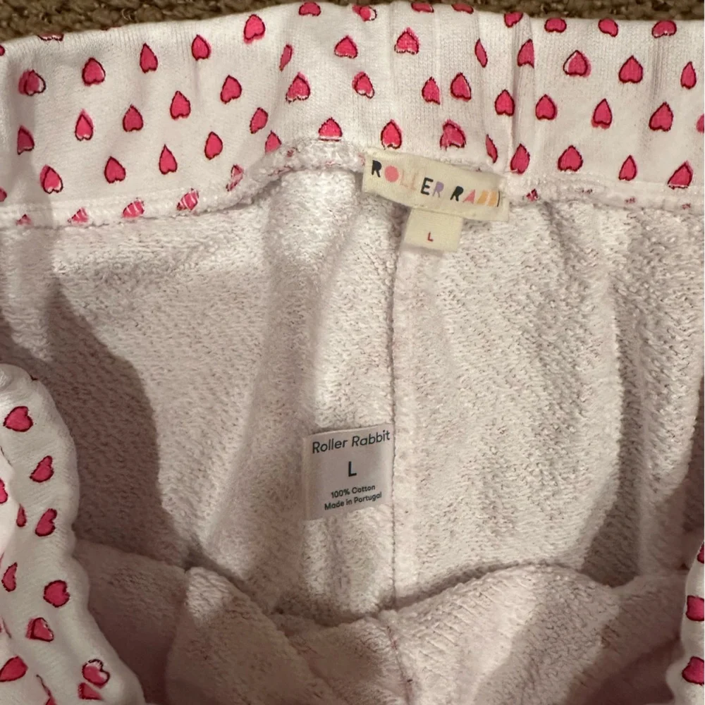 Roller Rabbit pink heart sweatpants size L - Picture 2 of 3